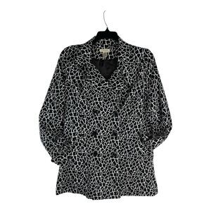 Vertigo Paris Women Timeless Trench Coat Size 1X Animal Print Black White Button